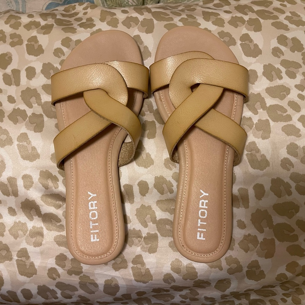 Fitory Women's Tan Slide Sandals